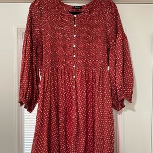 Madewell Red Long Sleeve Dress